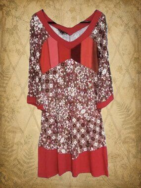 🍄50% MYCO ANNA Boho Red Midi Dress sz M